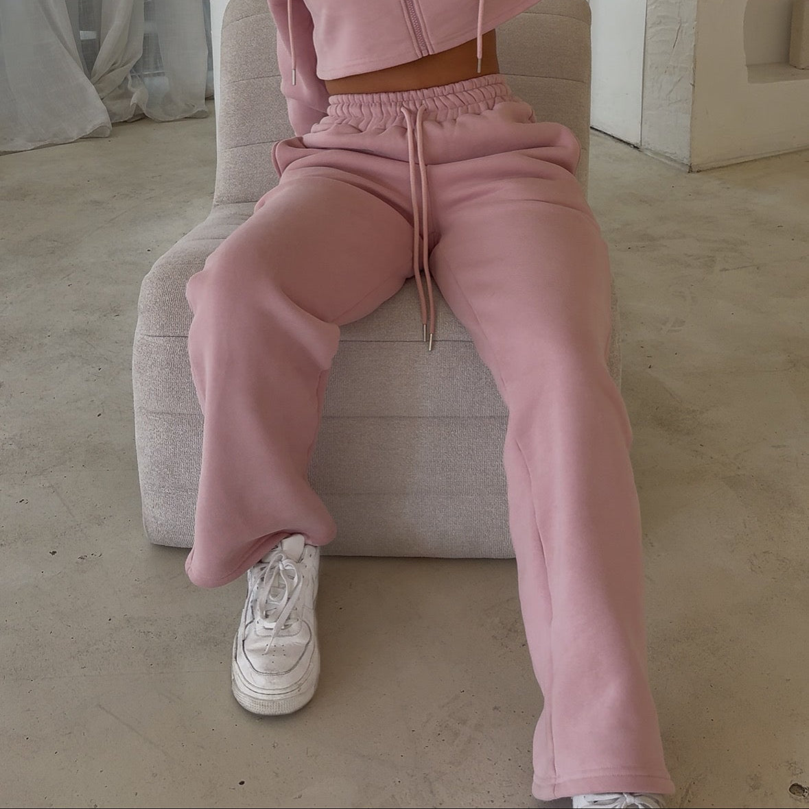 Cozy Straight Leg Sweatpants - Dusty Pink